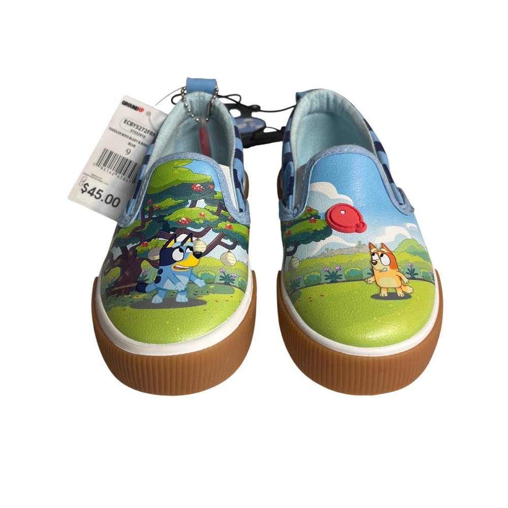 Ground Up Bluey Bingo Toddler Boys Slip On Sneakers‎ Blue ECBY5272FRM Size 9 NEW
